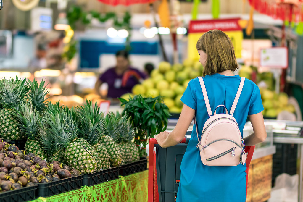 Grocery cart representing a food budget